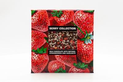 Молочный шоколад World&Time Berry Collection с натуральной клубникой и фундуком 80 гр